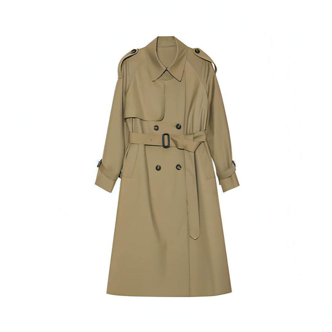 Ferlora™ | Double-Breasted Loose Mid-Length Melton Trench Coat