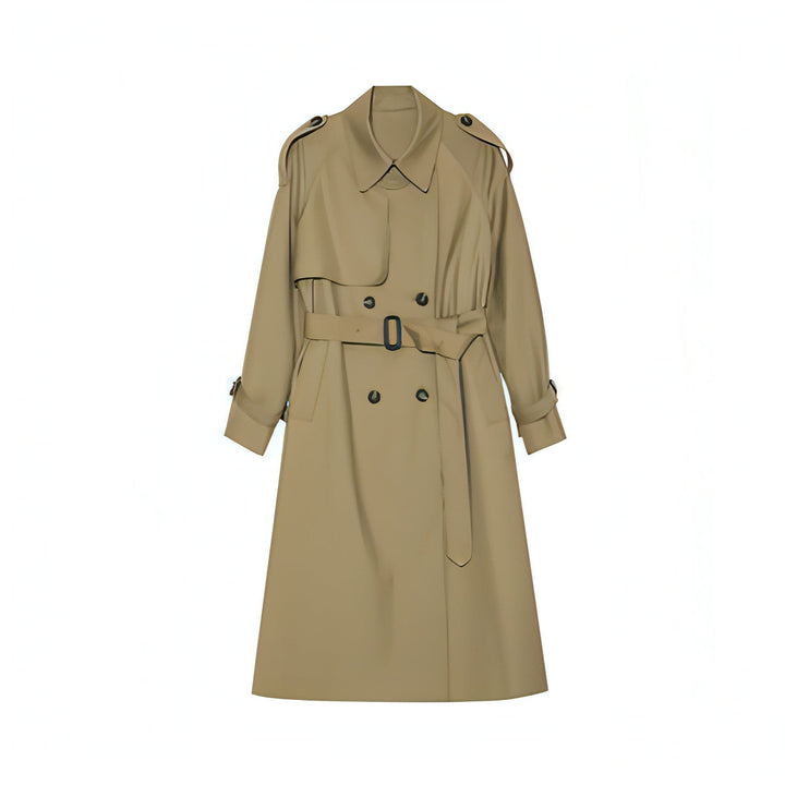 Ferlora™ | Double-Breasted Loose Mid-Length Melton Trench Coat