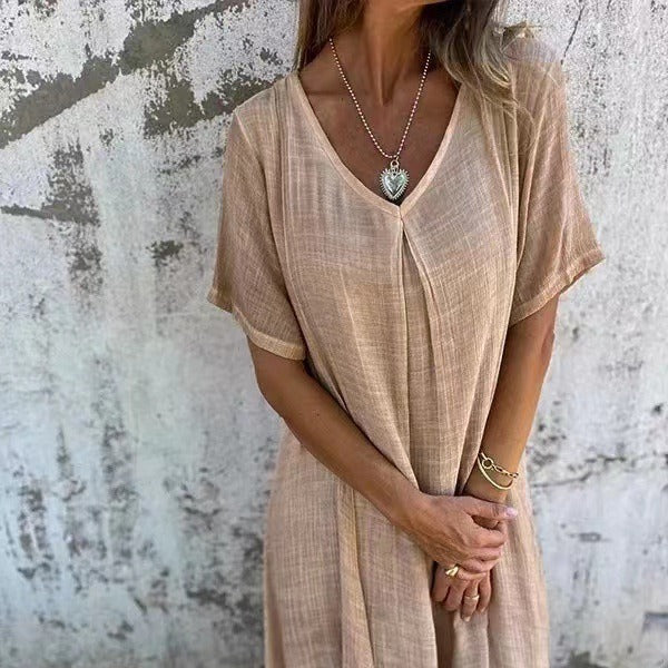 Ferlora™ | Loose-Fit V-Neck Summer Dress