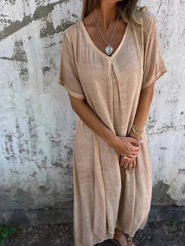 Ferlora™ | Loose-Fit V-Neck Summer Dress