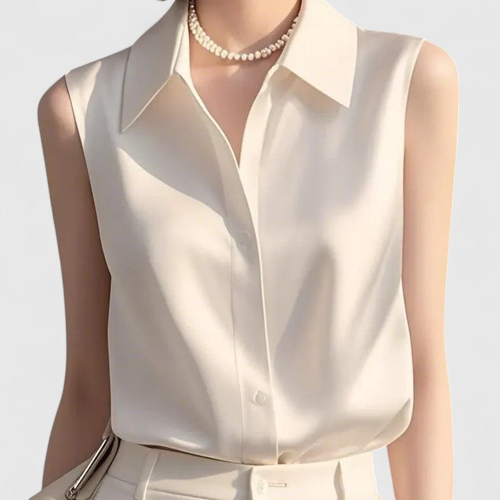 Ferlora™ | Sleek Minimalist Blouse – Sleeveless Elegance for Everyday Wear