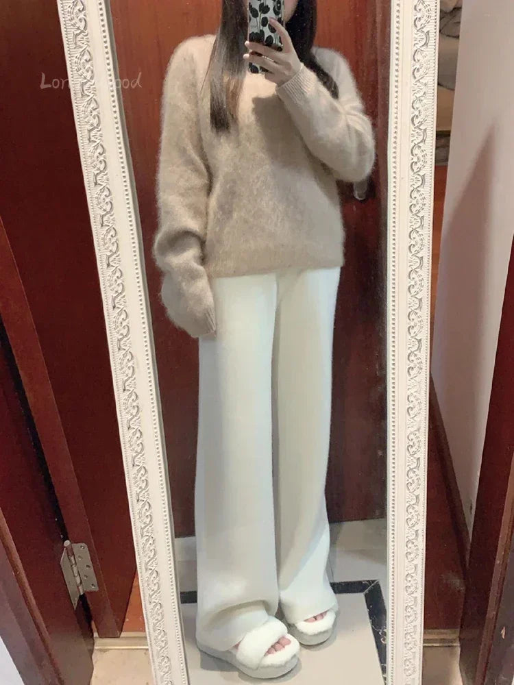 Ferlora™ | Céleste Wool Wide-Leg Pants – Ivory