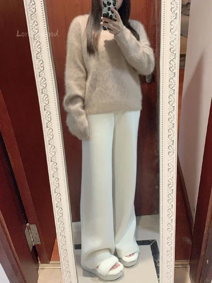 Ferlora™ | Céleste Wool Wide-Leg Pants – Ivory