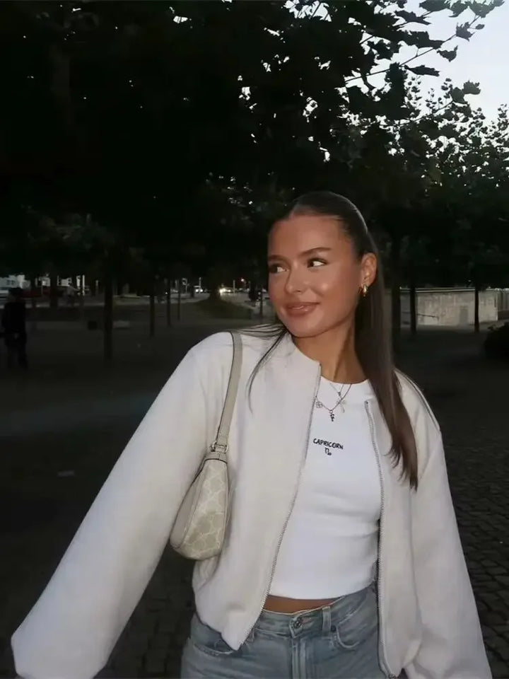 Ferlora™ | Retro Round-Neck Bomber Jacket