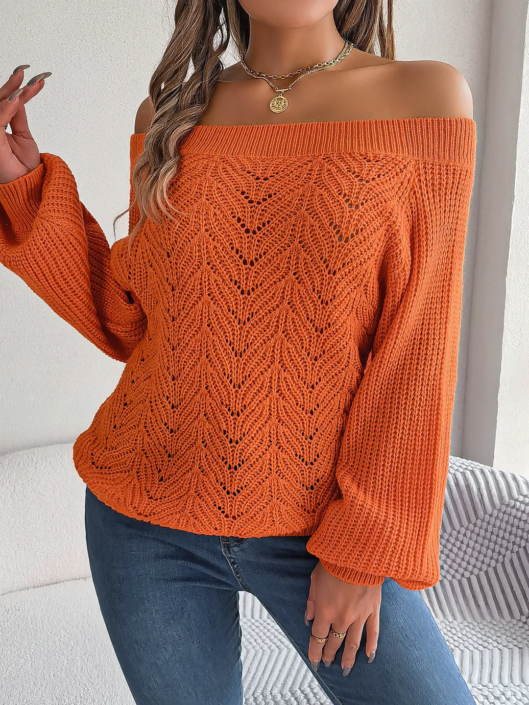 Ferlora™ | Nina off-Shoulder Knit Sweater