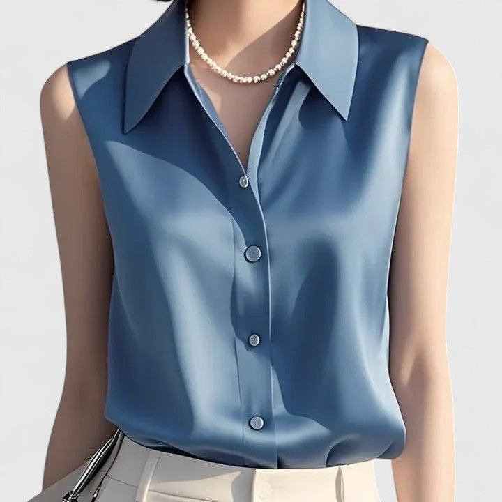 Ferlora™ | Sleek Minimalist Blouse – Sleeveless Elegance for Everyday Wear