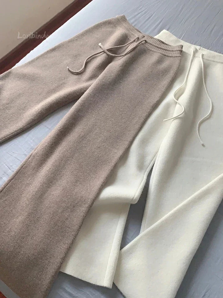 Ferlora™ | Céleste Wool Wide-Leg Pants – Ivory