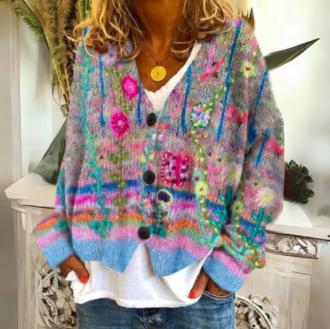 Ferlora™ | Floral Cardigan for Artistic Everyday Elegance