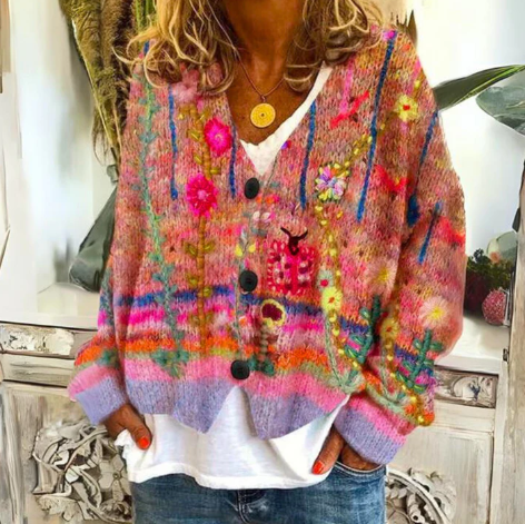 Ferlora™ | Floral Cardigan for Artistic Everyday Elegance