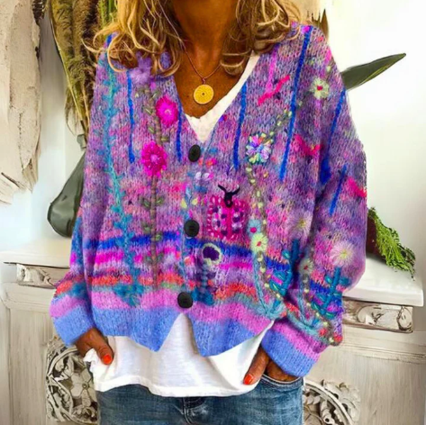 Ferlora™ | Floral Cardigan for Artistic Everyday Elegance