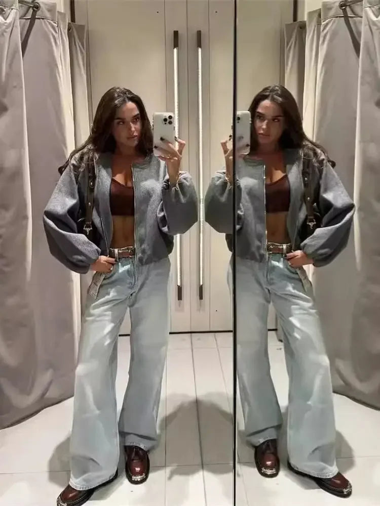 Ferlora™ | Retro Round-Neck Bomber Jacket