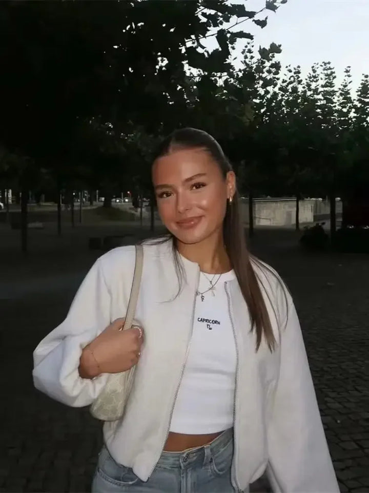 Ferlora™ | Retro Round-Neck Bomber Jacket