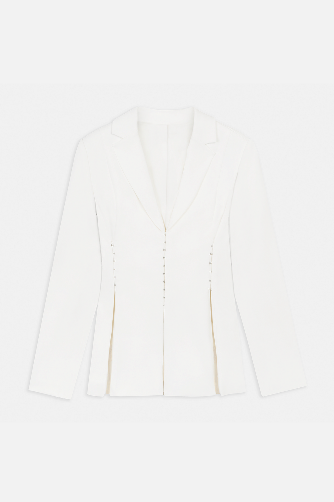 Hook & Eye Hourglass Blazer - White - Ferlora