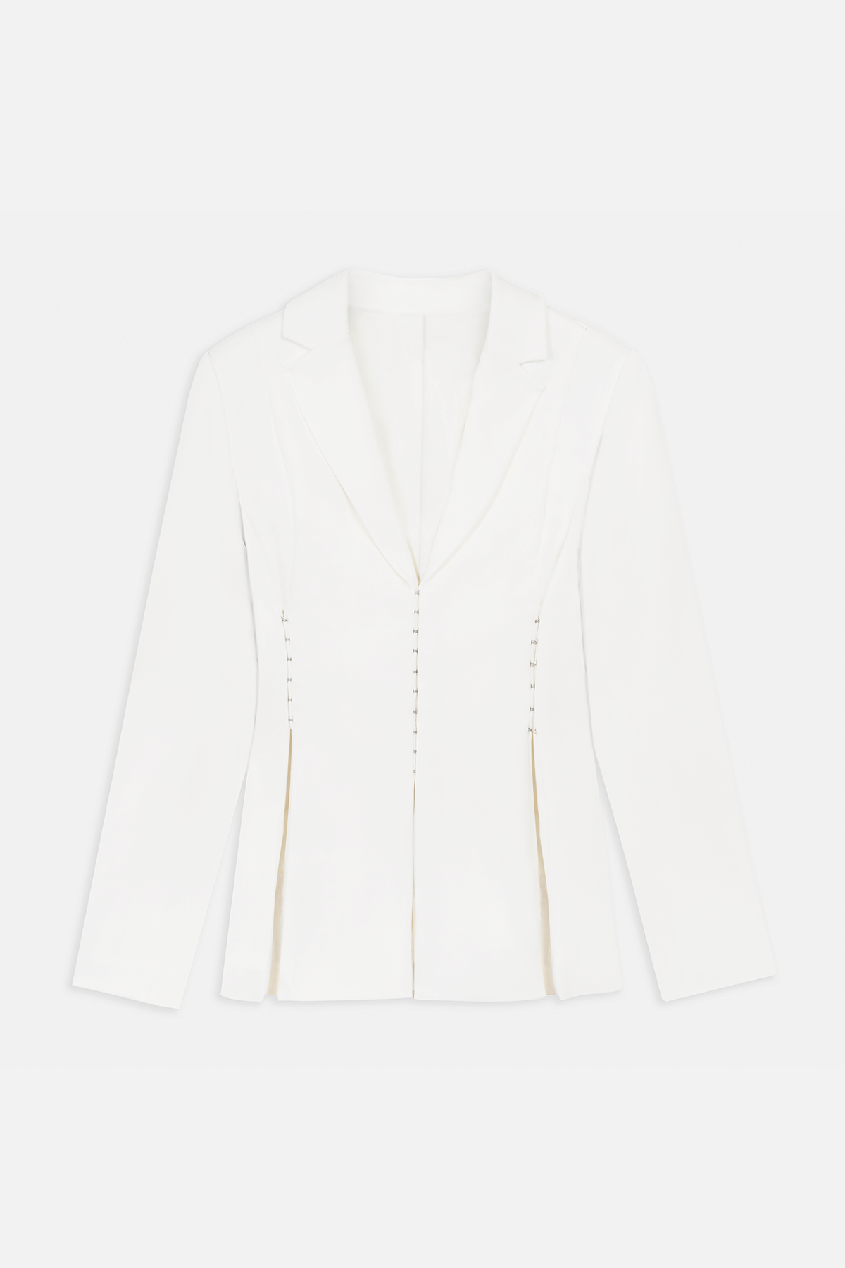 Hook & Eye Hourglass Blazer - White - Ferlora