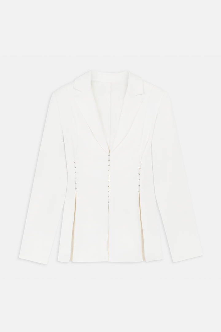 Hook & Eye Hourglass Blazer - White - Ferlora