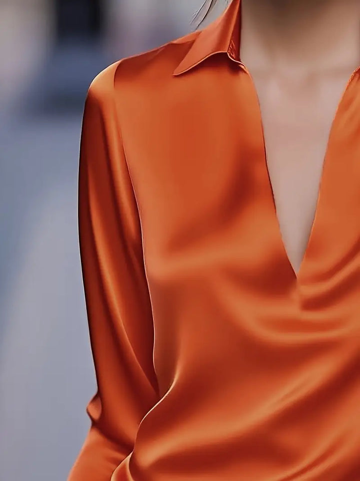 Ferlora™ | Elegant V-Neck Blouse for Day-to-Night Confidence