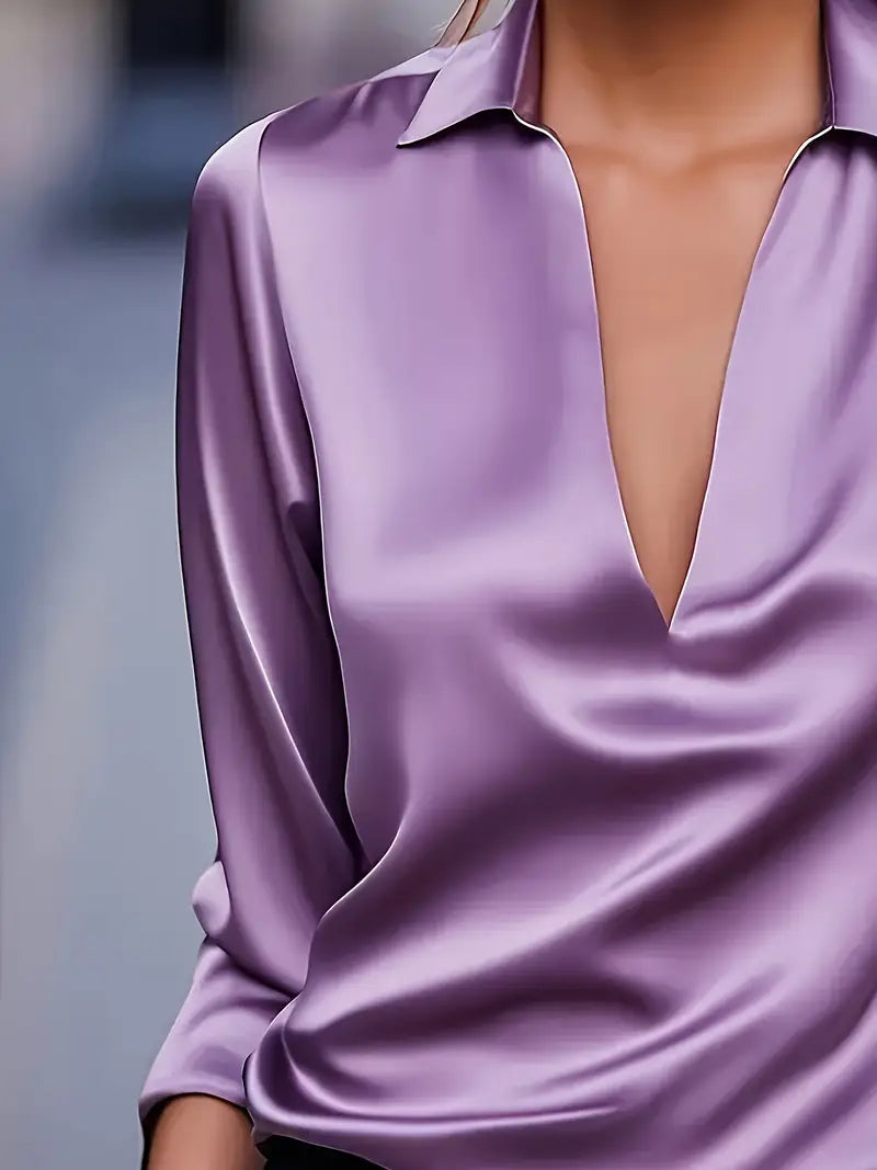 Ferlora™ | Elegant V-Neck Blouse for Day-to-Night Confidence