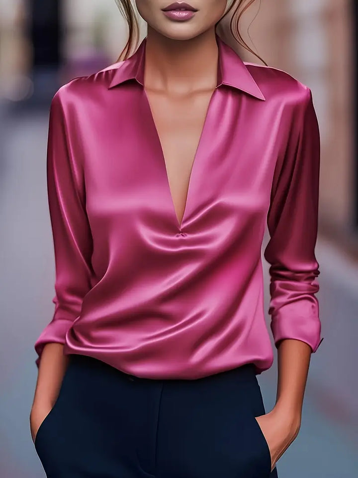 Ferlora™ | Elegant V-Neck Blouse for Day-to-Night Confidence
