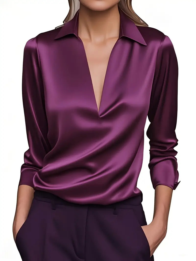 Ferlora™ | Elegant V-Neck Blouse for Day-to-Night Confidence