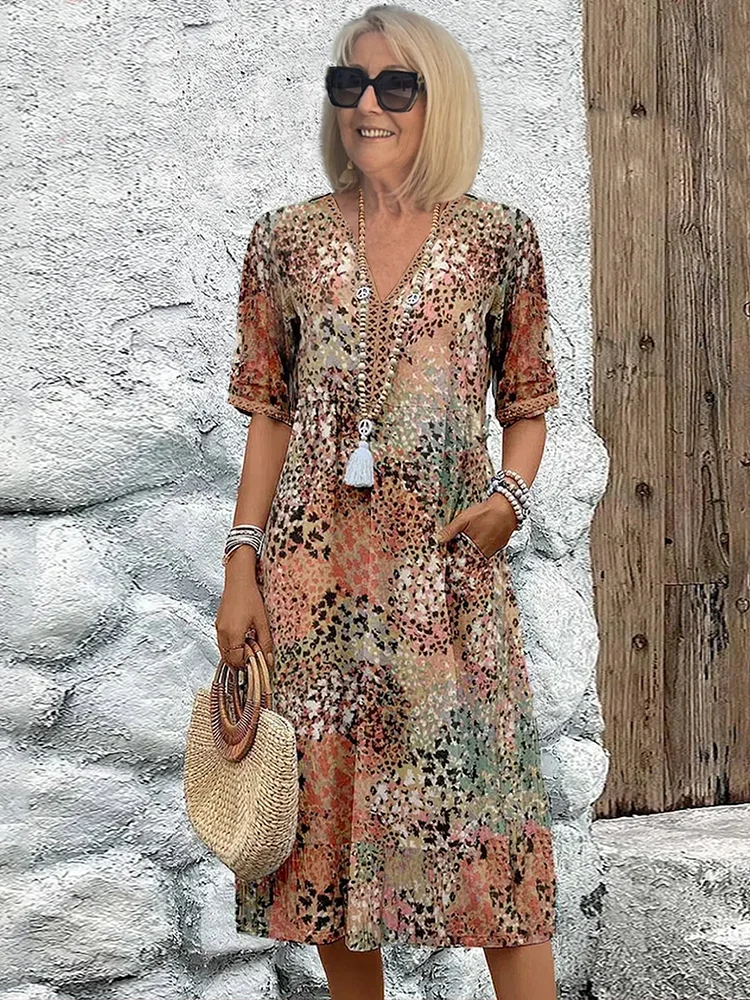 Alivia™ – Elegant Floral Midi Dress for Flattering All-Day Style