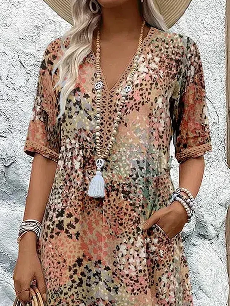 Ferlora™ | Elegant Floral Midi Dress for Flattering All-Day Style