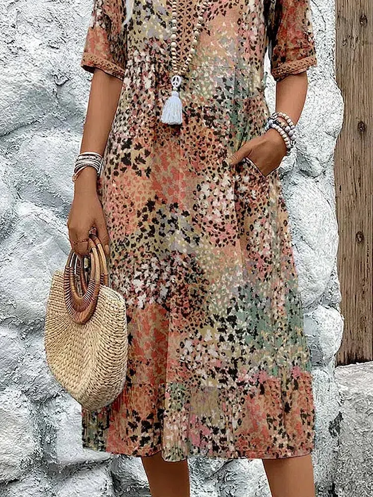 Ferlora™ | Elegant Floral Midi Dress for Flattering All-Day Style