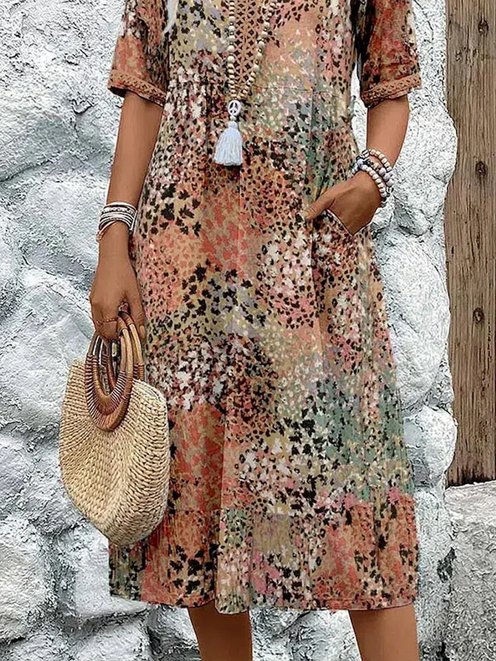 Ferlora™ | Elegant Floral Midi Dress for Flattering All-Day Style