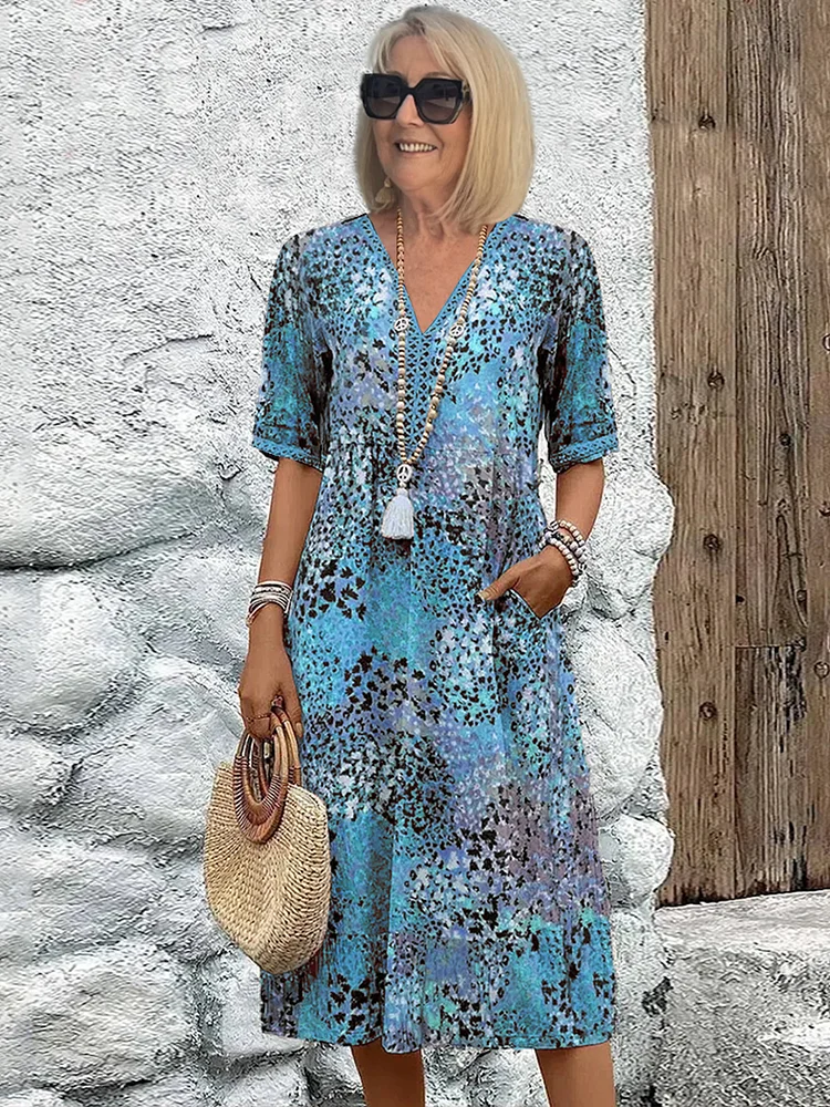 Ferlora™ | Elegant Floral Midi Dress for Flattering All-Day Style