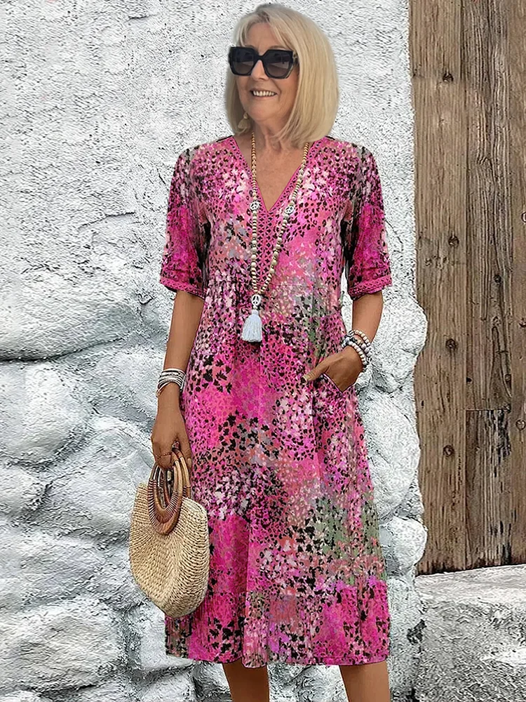 Ferlora™ | Elegant Floral Midi Dress for Flattering All-Day Style