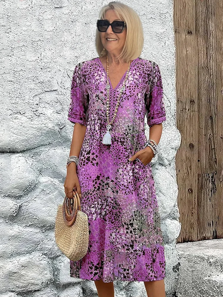 Ferlora™ | Elegant Floral Midi Dress for Flattering All-Day Style