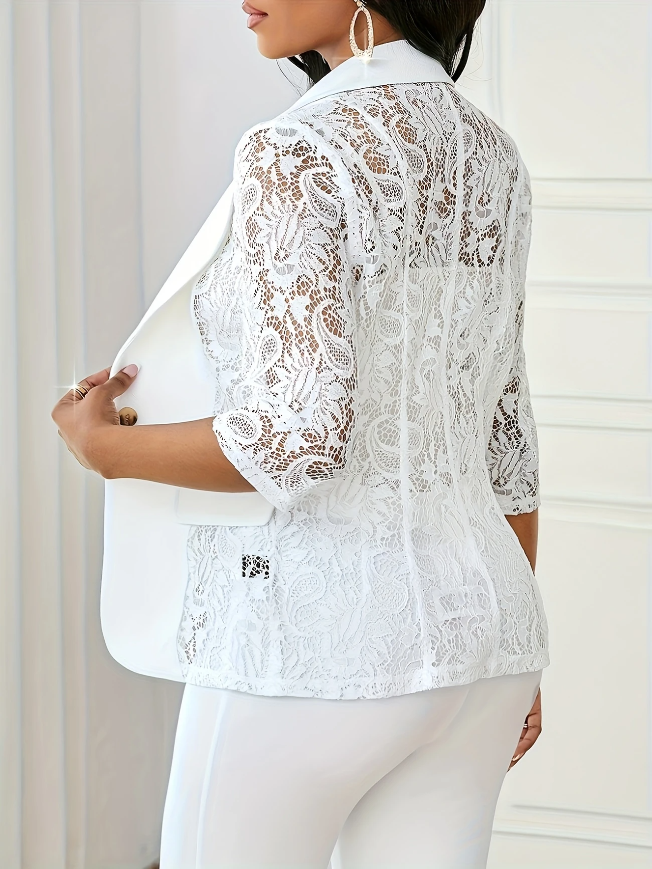 Layla™ - Contrast Lace Blazer - Ferlora