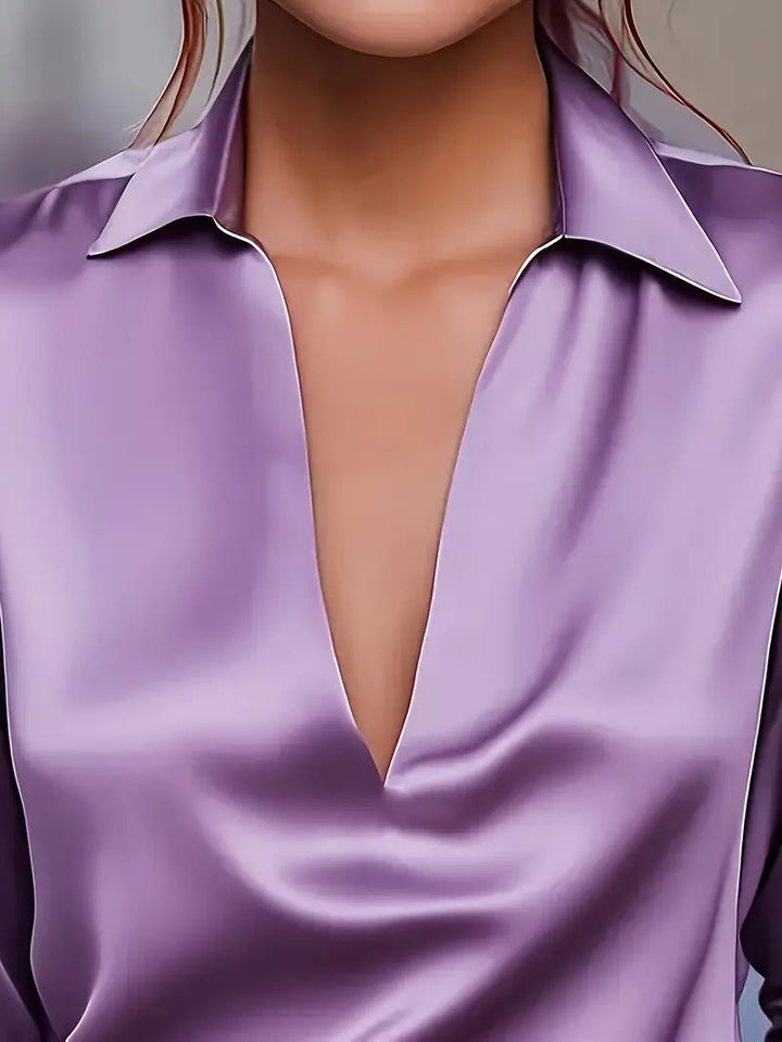 Ferlora™ | Elegant V-Neck Blouse for Day-to-Night Confidence