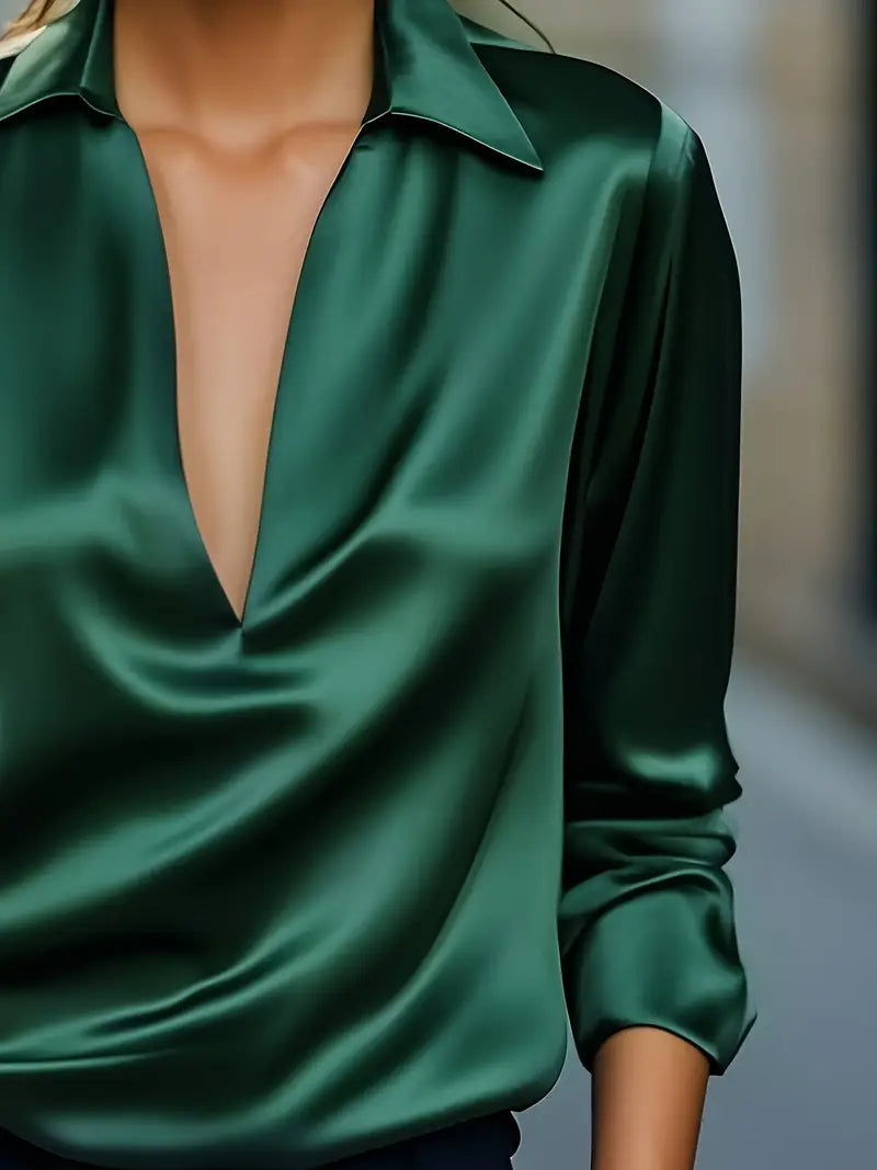 Ferlora™ | Elegant V-Neck Blouse for Day-to-Night Confidence