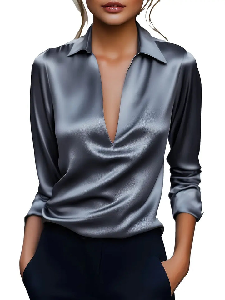 Ferlora™ | Elegant V-Neck Blouse for Day-to-Night Confidence