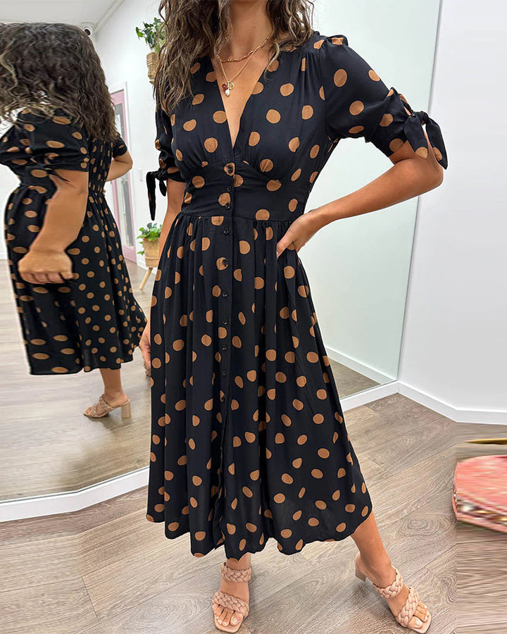 Ferlora™ | Elegant Polka Dot Dress