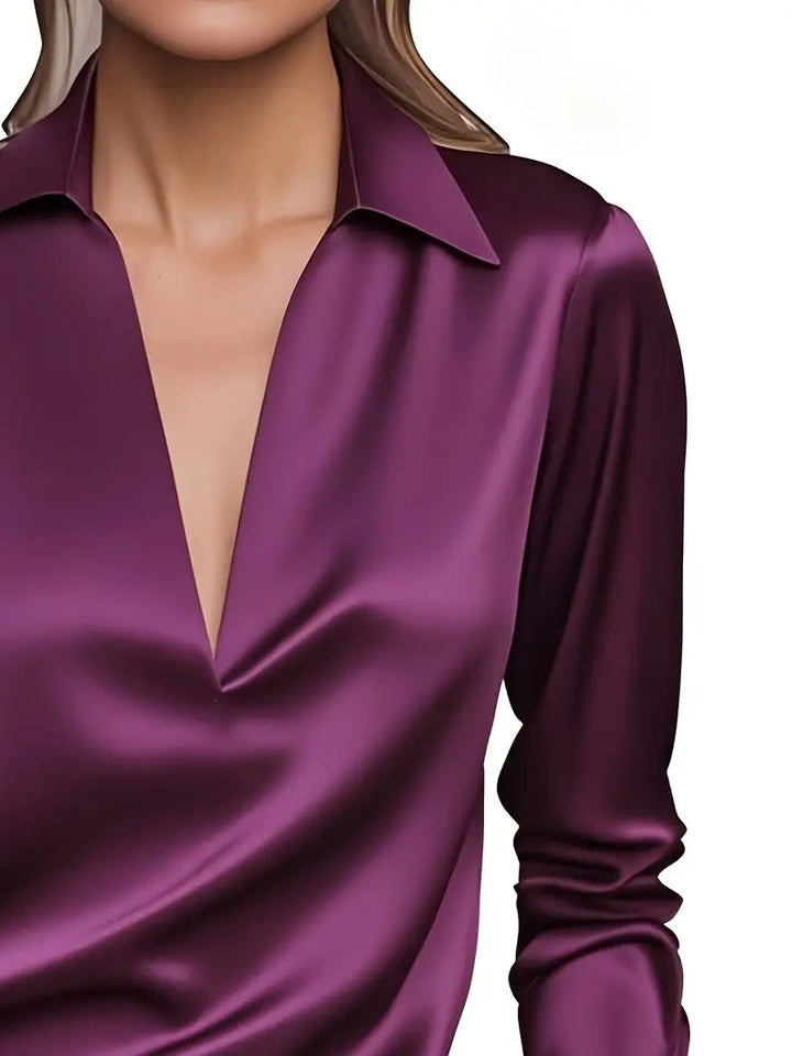 Ferlora™ | Elegant V-Neck Blouse for Day-to-Night Confidence