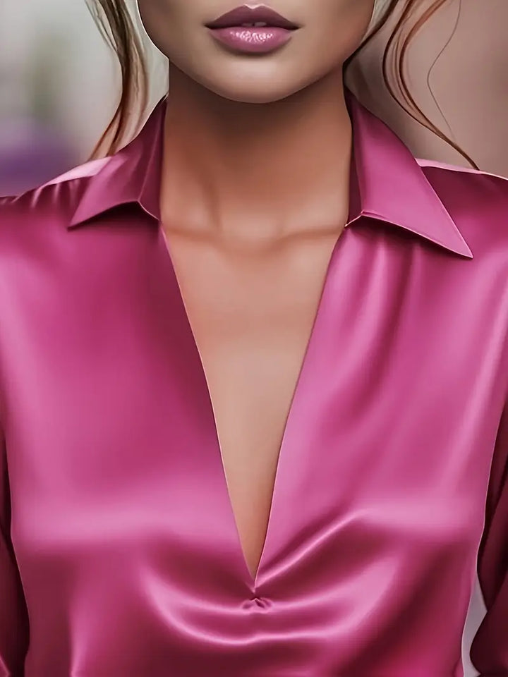 Ferlora™ | Elegant V-Neck Blouse for Day-to-Night Confidence