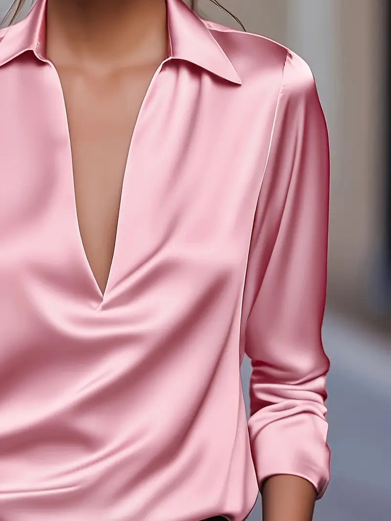 Ferlora™ | Elegant V-Neck Blouse for Day-to-Night Confidence