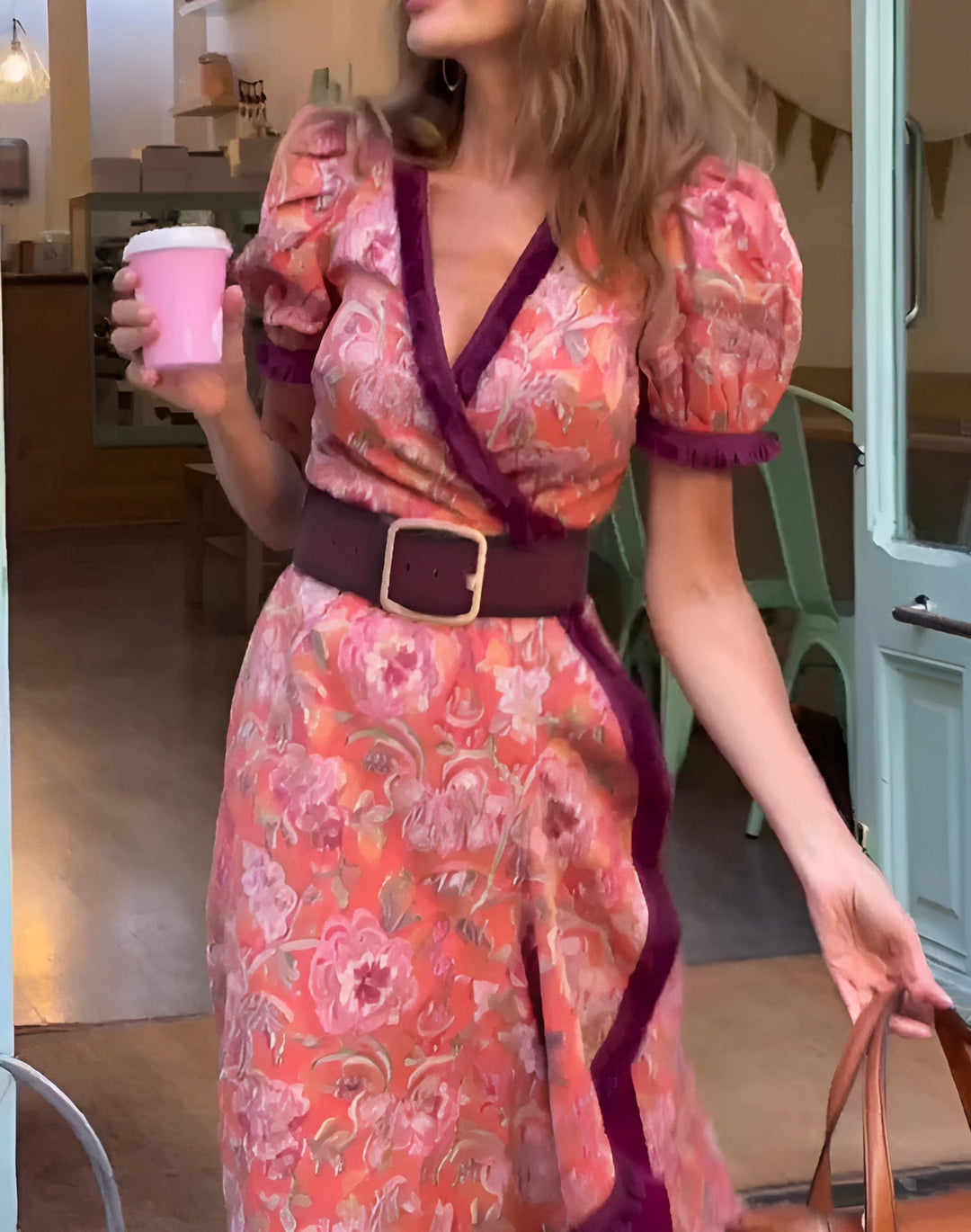 Ferlora™ | Elegant Rose Maxi Dress with Soft Feminine Charm