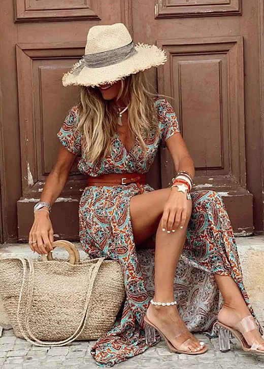 Ferlora™ | Boho Breeze Midi Dress