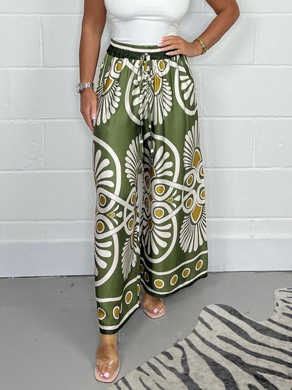 Sally | Trendy Printed Satin Track Pants - Ferlora
