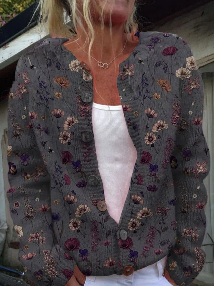 Nerys - Elegant Flower Print Pocket Skirt - Ferlora